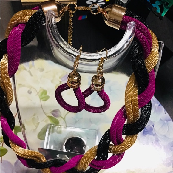 Multiple color beauty twist earring/ necklace set - Picture 2 of 4